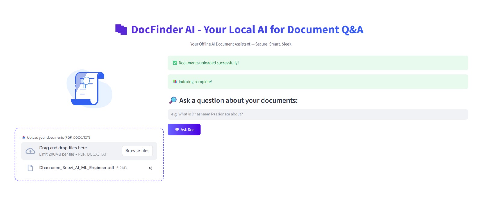 DocFinder AI — Local AI-Powered Document Assistant